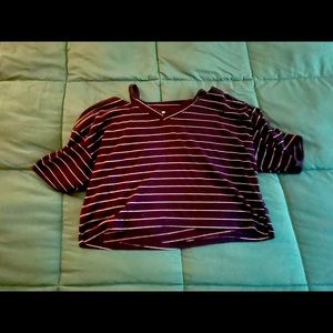 Got from Shein, it is a cute crop top that is navy blue and white stripped.